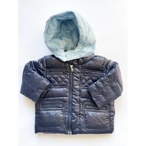 Baby Boys Armani Baby Navy Blue Quilted Down Puffer Coat Size 18 Months
